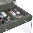 Pemberly Row 3-Drawer Wood & Glass Vanity Desk with LED Lighting in Gray