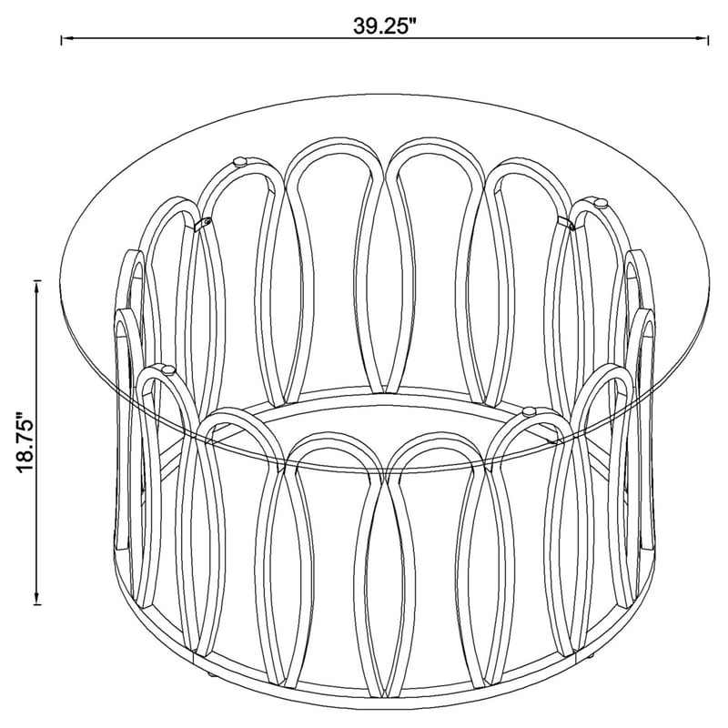 Pemberly Row Metal Round Coffee Table Chocolate Chrome and Clear