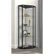 Pemberly Row Modern Glass Shelf Curio Cabinet Clear and Black