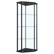 Pemberly Row Modern Glass Shelf Curio Cabinet Clear and Black