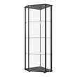 Pemberly Row Modern Glass Shelf Curio Cabinet Clear and Black