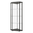 Pemberly Row Modern Glass Shelf Curio Cabinet Clear and Black