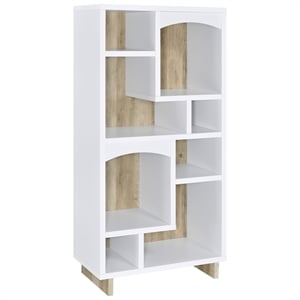 Pemberly Row Coastal 65-inch 6-shelf Wood Bookcase White and Distressed Pine