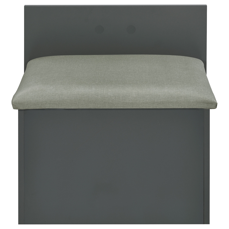 Pemberly Row 3-Drawer Engineered Wood Makeup Vanity and Stool Set in Gray