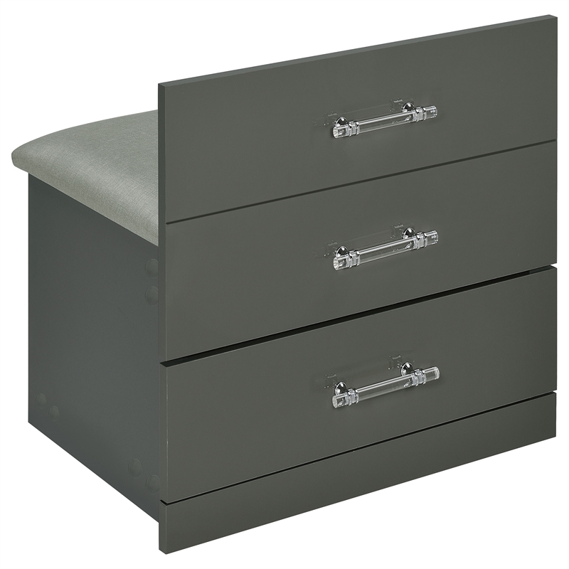 Pemberly Row 3-Drawer Engineered Wood Makeup Vanity and Stool Set in Gray