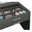 Pemberly Row 3-Drawer Engineered Wood Makeup Vanity and Stool Set in Gray