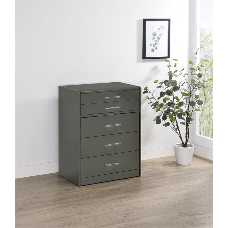 Pemberly Row 3-Drawer Engineered Wood Makeup Vanity and Stool Set in Gray