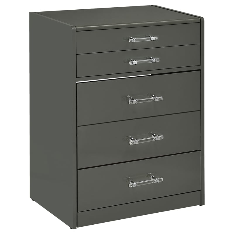 Pemberly Row 3-Drawer Engineered Wood Makeup Vanity and Stool Set in Gray