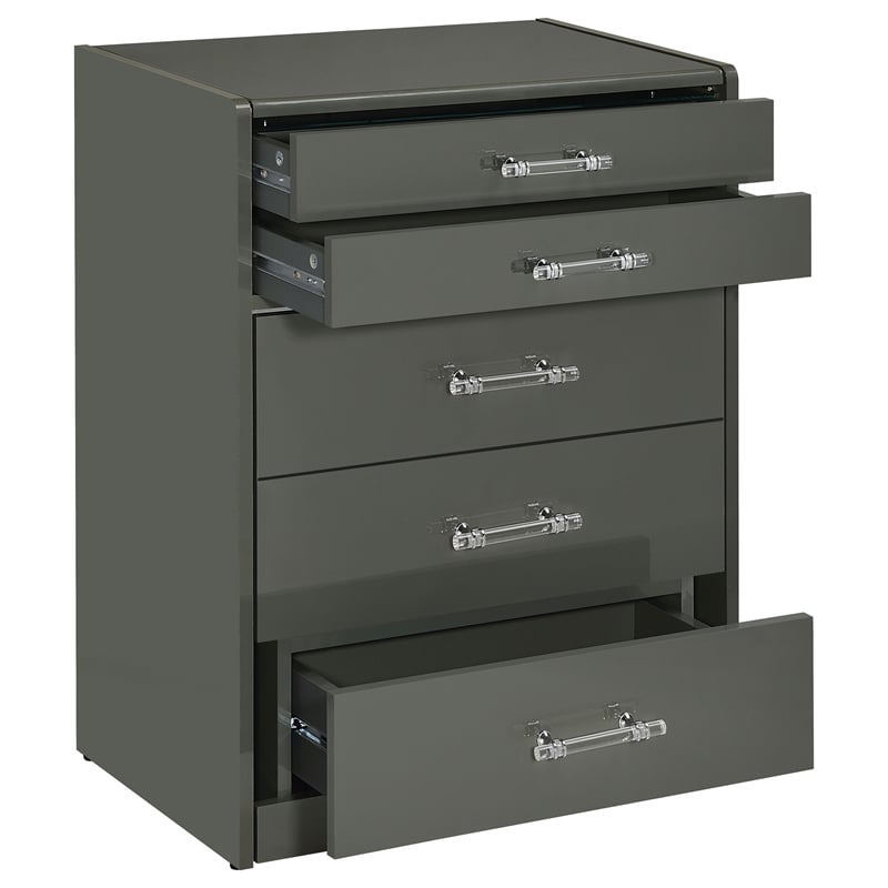Pemberly Row 3-Drawer Engineered Wood Makeup Vanity and Stool Set in Gray