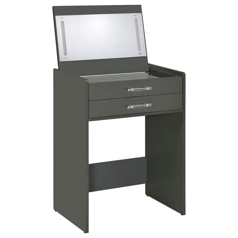 Pemberly Row 3-Drawer Engineered Wood Makeup Vanity and Stool Set in Gray