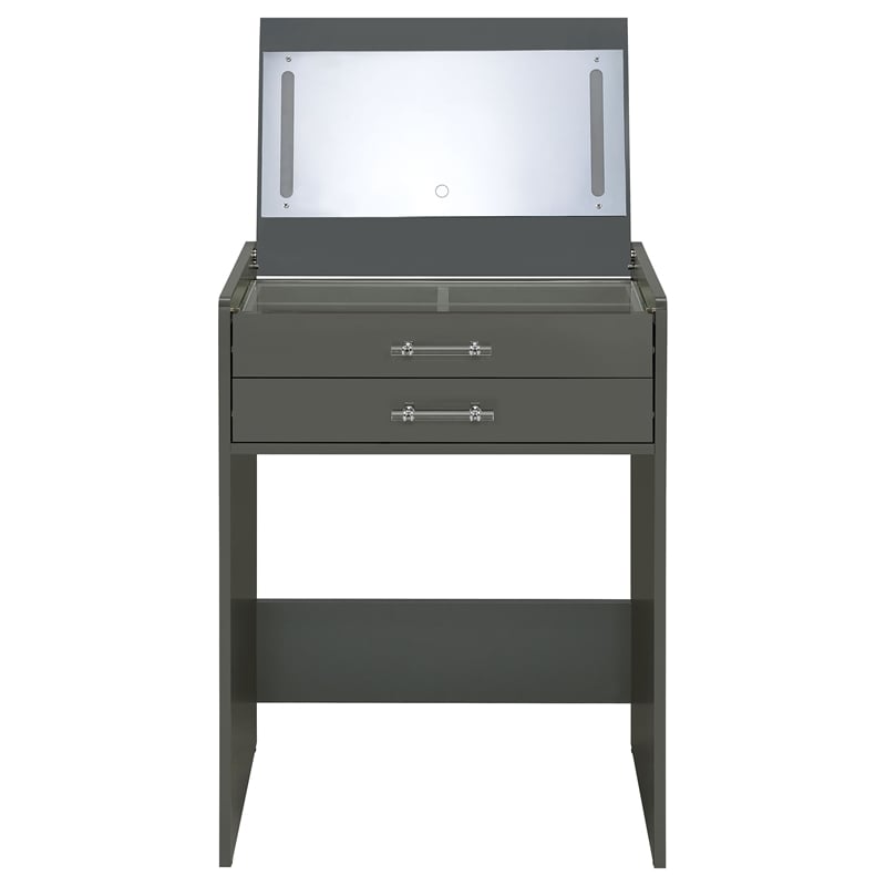Pemberly Row 3-Drawer Engineered Wood Makeup Vanity and Stool Set in Gray
