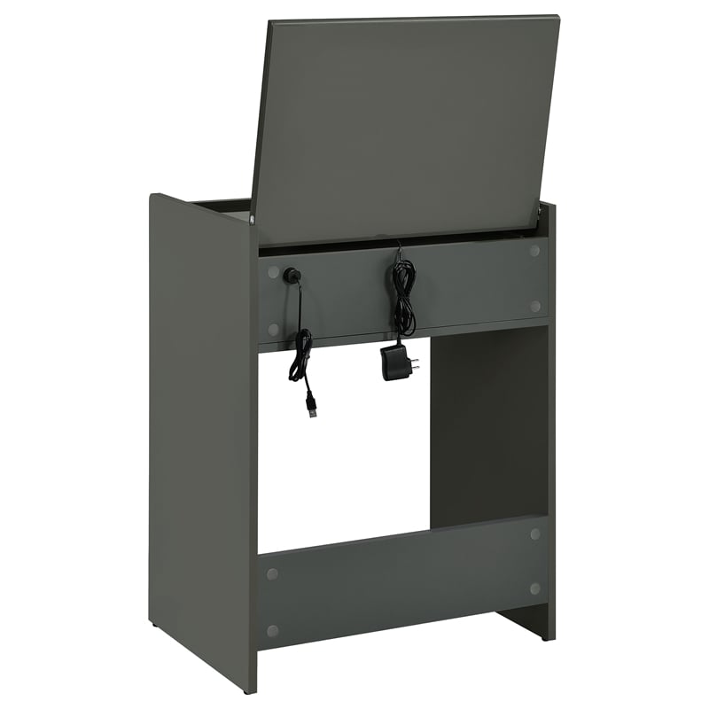Pemberly Row 3-Drawer Engineered Wood Makeup Vanity and Stool Set in Gray