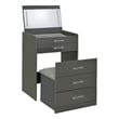 Pemberly Row 3-Drawer Engineered Wood Makeup Vanity and Stool Set in Gray