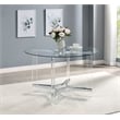 Pemberly Row 47-inch Round Glass Top Acrylic Dining Table in Silver