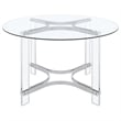 Pemberly Row 47-inch Round Glass Top Acrylic Dining Table in Silver