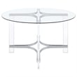 Pemberly Row 47-inch Round Glass Top Acrylic Dining Table in Silver