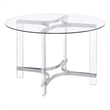 Pemberly Row 47-inch Round Glass Top Acrylic Dining Table in Silver