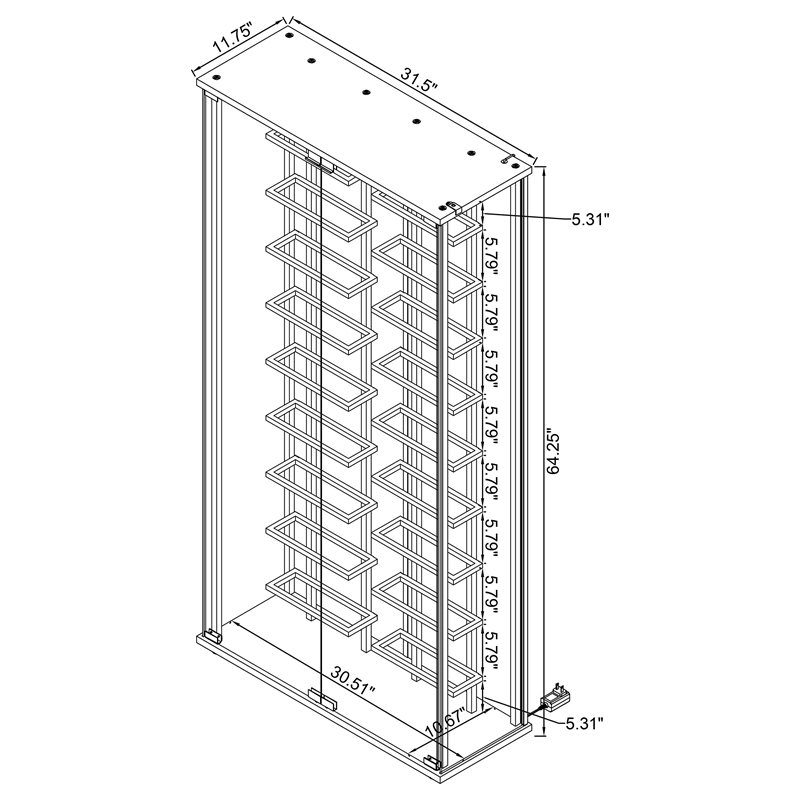Pemberly Row Tempered Glass Wine Storage LED Metal Curio Cabinet in Chrome