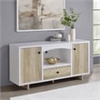 Pemberly Row 2-Door Wood Storage Credenza in White and Distressed Pine