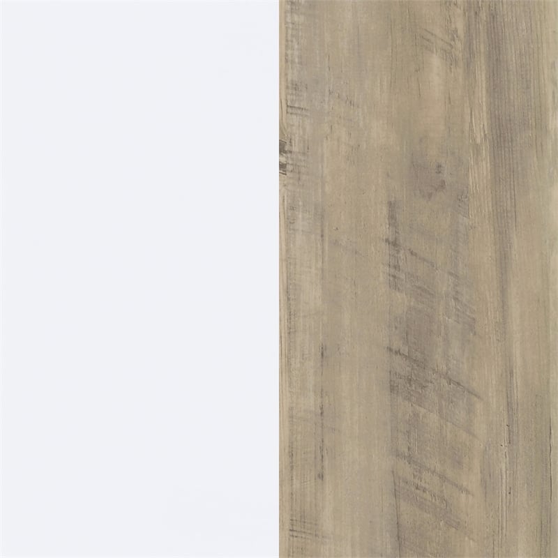 Pemberly Row 2-Door Wood Storage Credenza in White and Distressed Pine