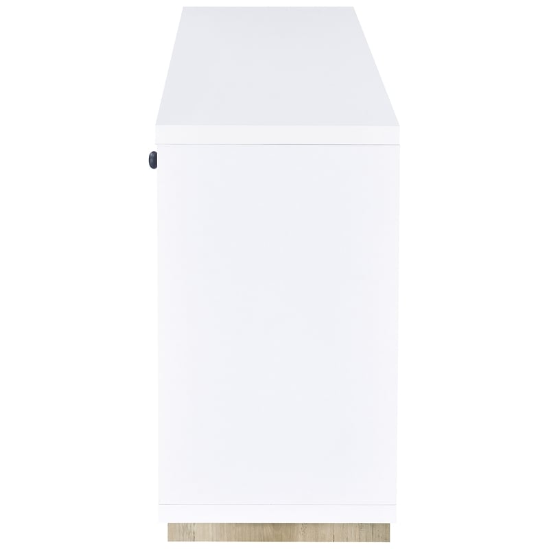 Pemberly Row 2-Door Wood Storage Credenza in White and Distressed Pine