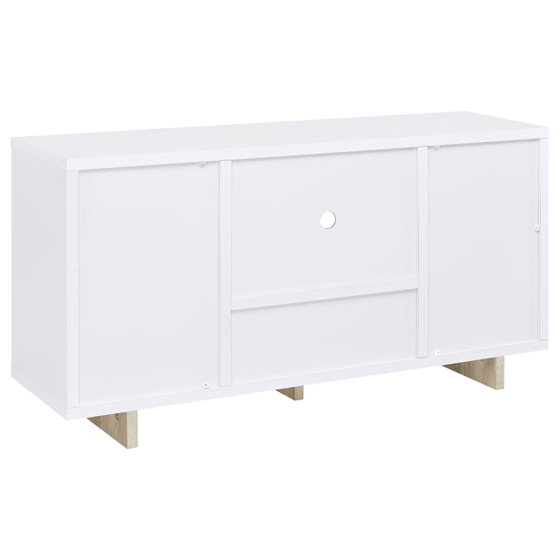 Pemberly Row 2-Door Wood Storage Credenza in White and Distressed Pine