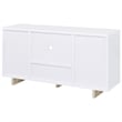 Pemberly Row 2-Door Wood Storage Credenza in White and Distressed Pine