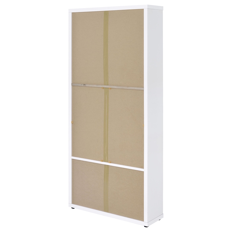 Pemberly Row 4-Shelf Glass Door Tall Wood Cabinet with Drawers in White