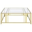 Pemberly Row Square Glass Top Coffee Table with Casters in Gold