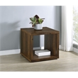 Pemberly Row Farmhouse Square Engineered Wood Side End Table in Brown