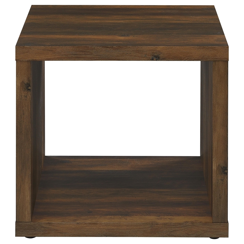 Pemberly Row Farmhouse Square Engineered Wood Side End Table in Brown