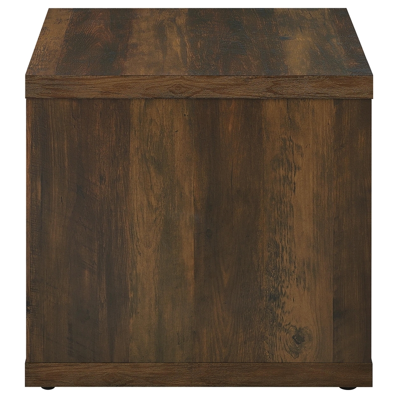 Pemberly Row Farmhouse Square Engineered Wood Side End Table in Brown