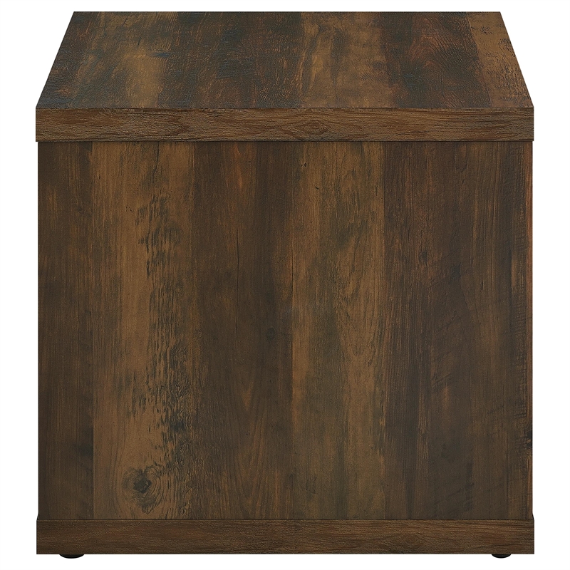 Pemberly Row Farmhouse Square Engineered Wood Side End Table in Brown