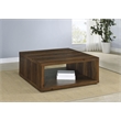 Pemberly Row Farmhouse Square Engineered Wood Coffee Table in Brown