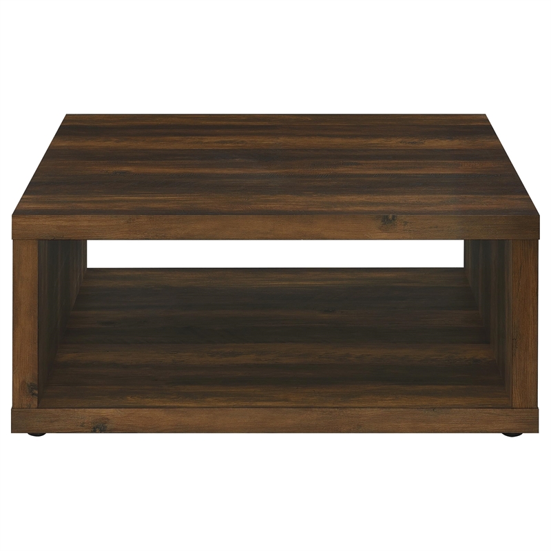 Pemberly Row Farmhouse Square Engineered Wood Coffee Table in Brown