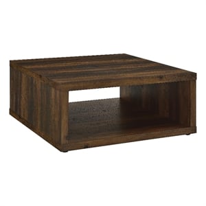 Pemberly Row Farmhouse Square Engineered Wood Coffee Table in Brown