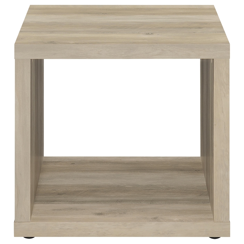 Pemberly Row Farmhouse Square Engineered Wood Side End Table in Brown