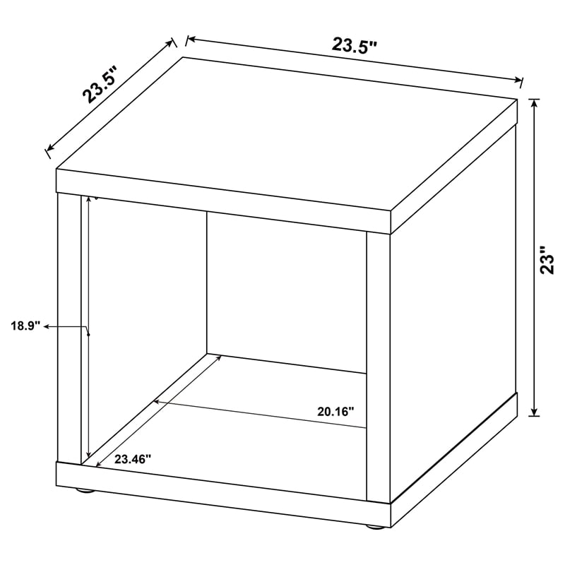 Pemberly Row Farmhouse Square Engineered Wood Side End Table in Brown