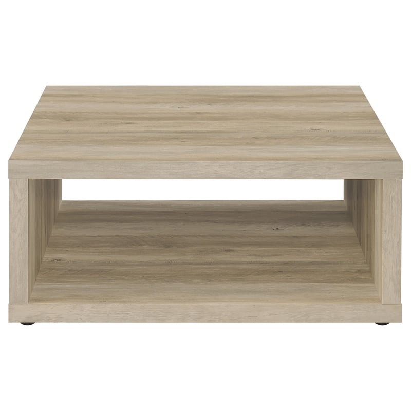 Pemberly Row Farmhouse Square Engineered Wood Coffee Table in Brown