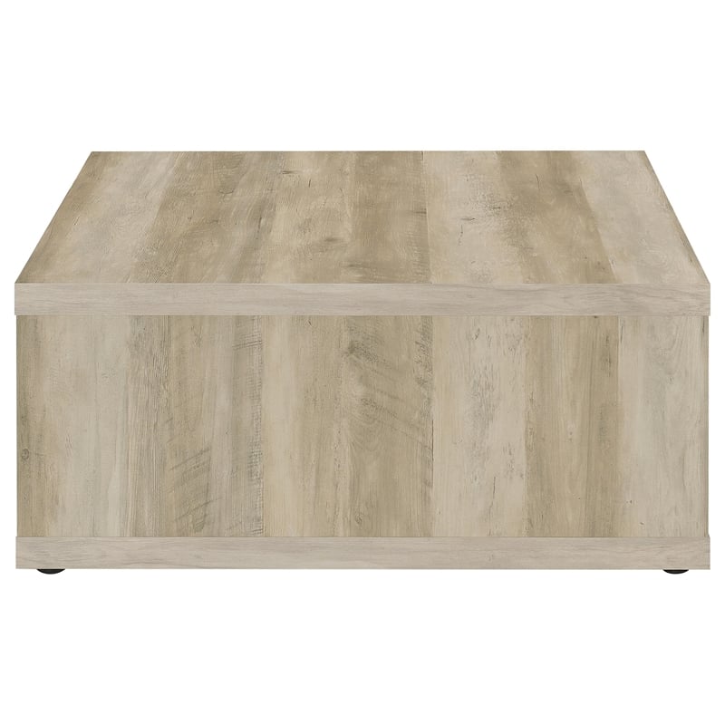 Pemberly Row Farmhouse Square Engineered Wood Coffee Table in Brown