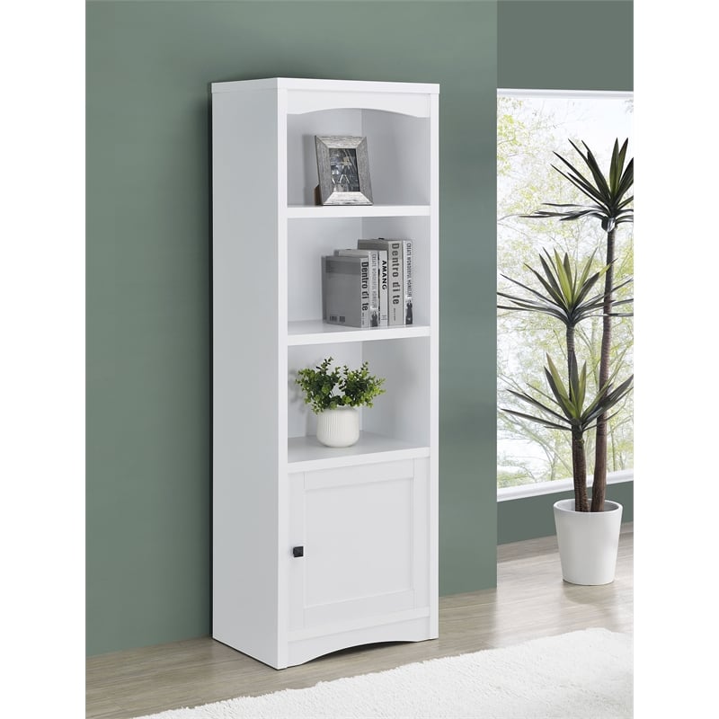 Pemberly Row Transitional 3-Shelf Engineered Wood Media Tower in White