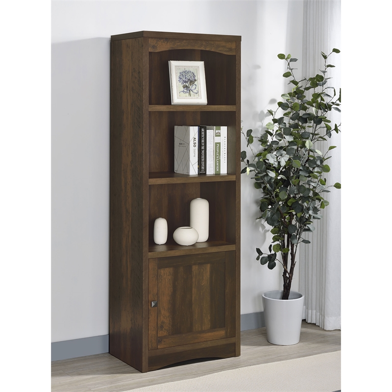 Pemberly Row Transitional 3-Shelf Engineered Wood Media Tower in Brown