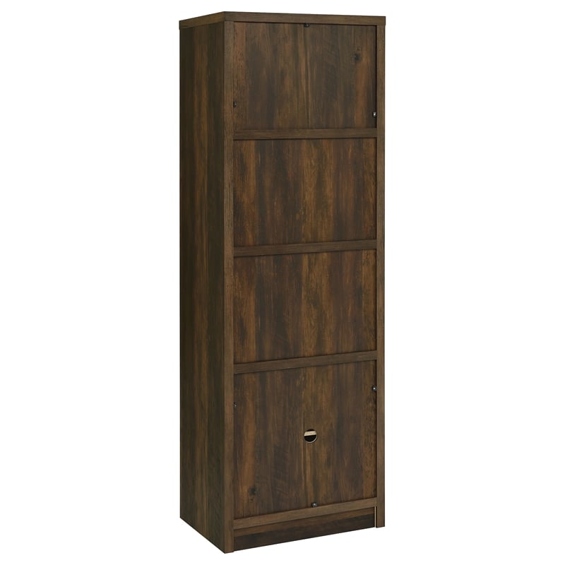 Pemberly Row Transitional 3-Shelf Engineered Wood Media Tower in Brown