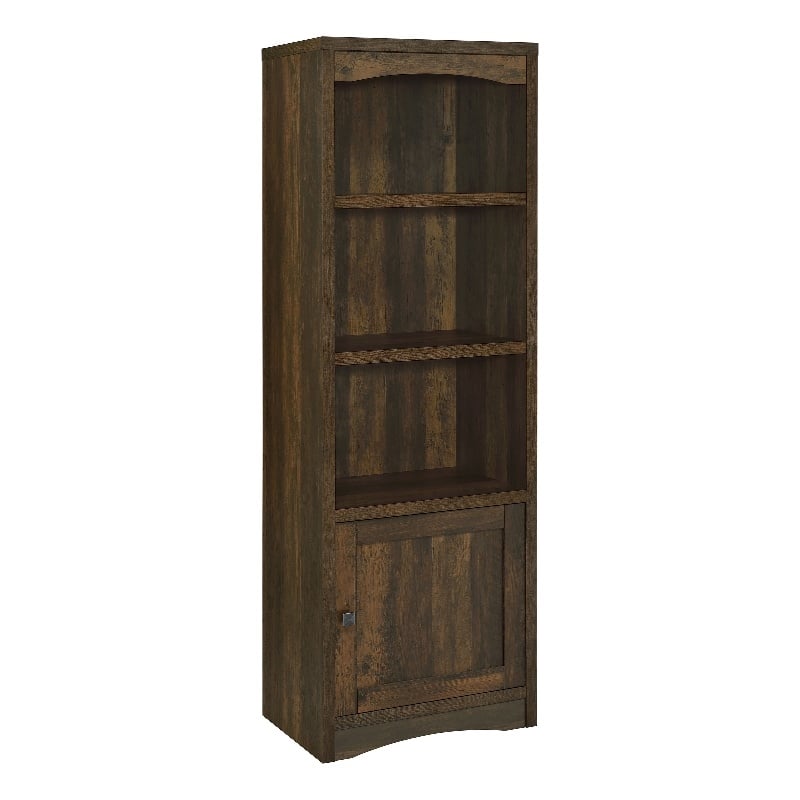 Pemberly Row Transitional 3-Shelf Engineered Wood Media Tower in Brown