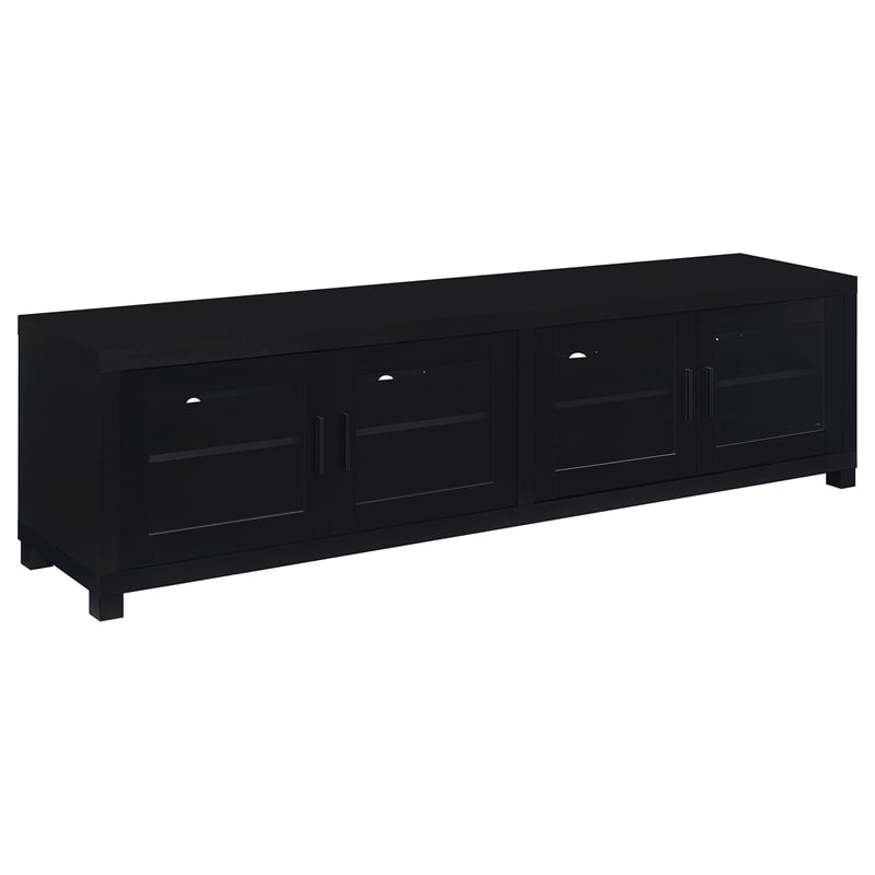 Pemberly Row 3-Piece Wood Entertainment Center 79-inch TV Stand in Black
