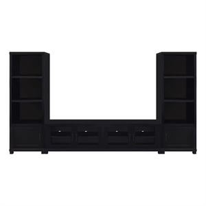 Pemberly Row 3-Piece Wood Entertainment Center 79-inch TV Stand in Black