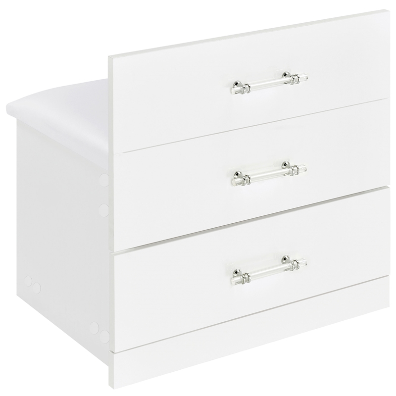 Pemberly Row 3-Drawer Engineered Wood Makeup Vanity and Stool Set in White