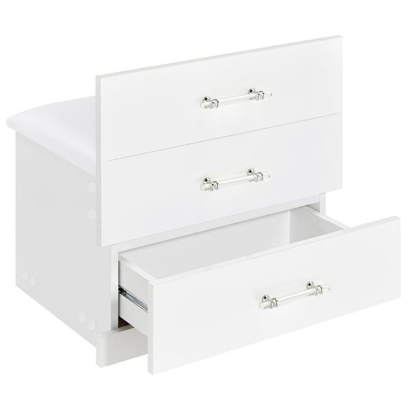 Pemberly Row 3-Drawer Engineered Wood Makeup Vanity and Stool Set in White