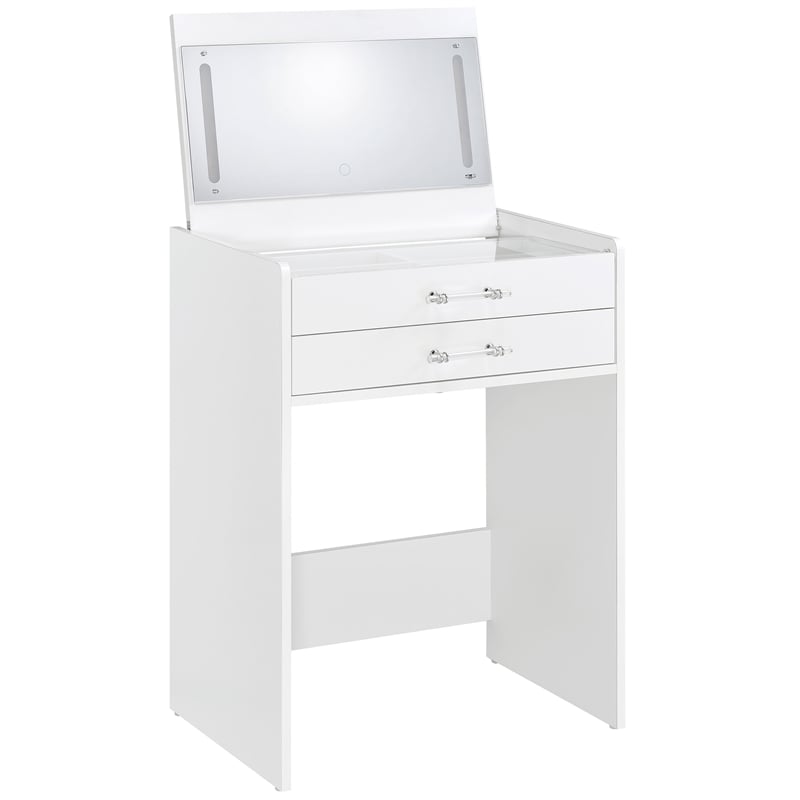 Pemberly Row 3-Drawer Engineered Wood Makeup Vanity and Stool Set in White