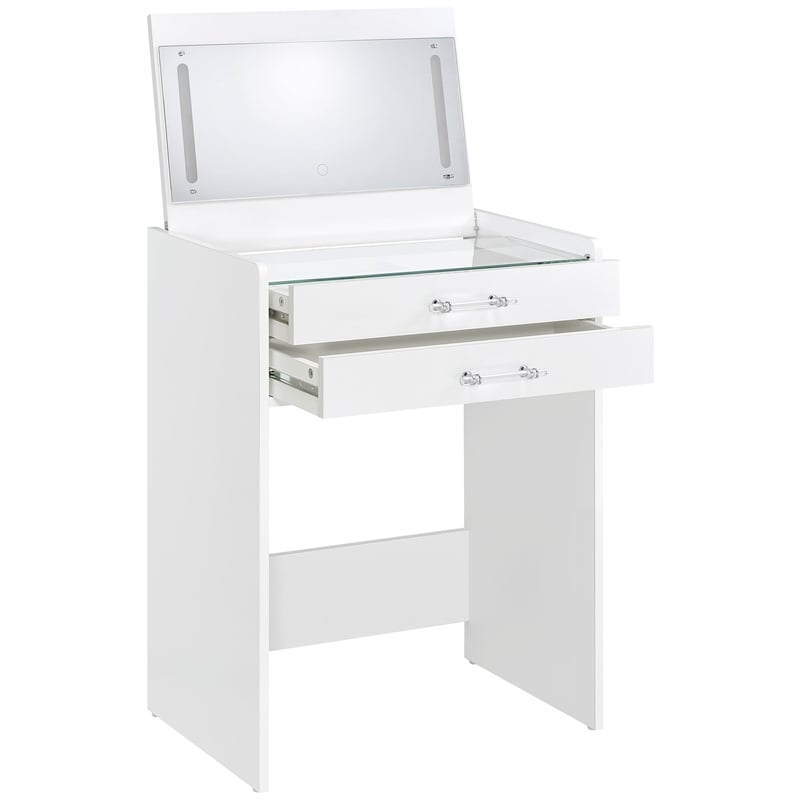 Pemberly Row 3-Drawer Engineered Wood Makeup Vanity and Stool Set in White